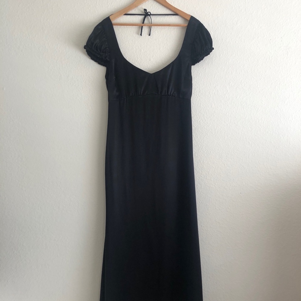 NWT REFORMATION Black silk open back dress